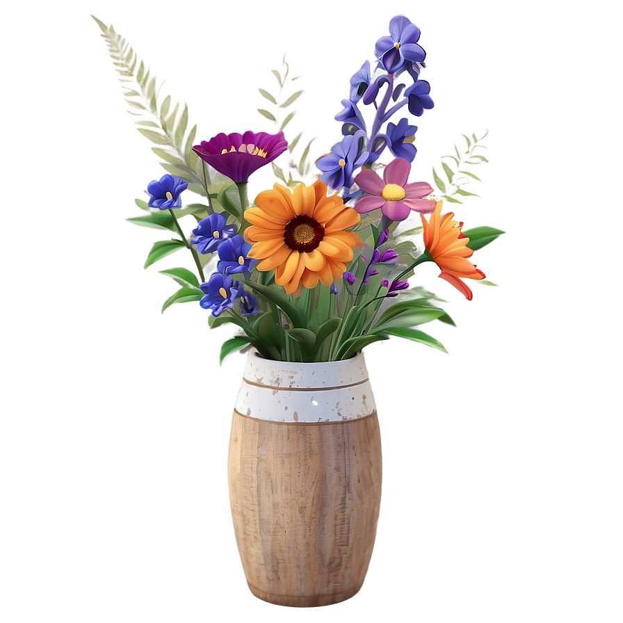 Rustic Flowers In Vase Png 98