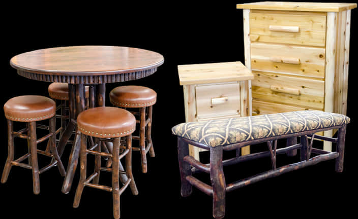 Rustic Furniture Collection PNG with transparent background