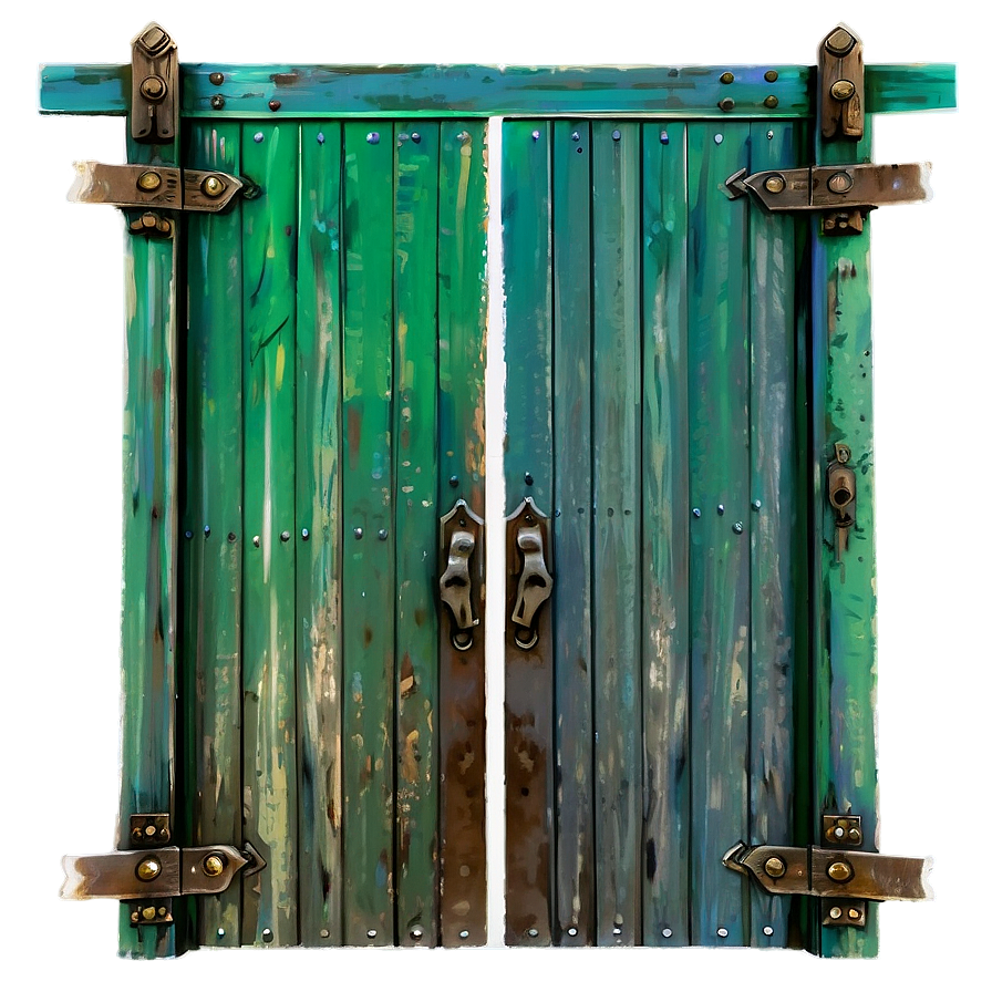 Rustic Green Wooden Door Png Hxl5