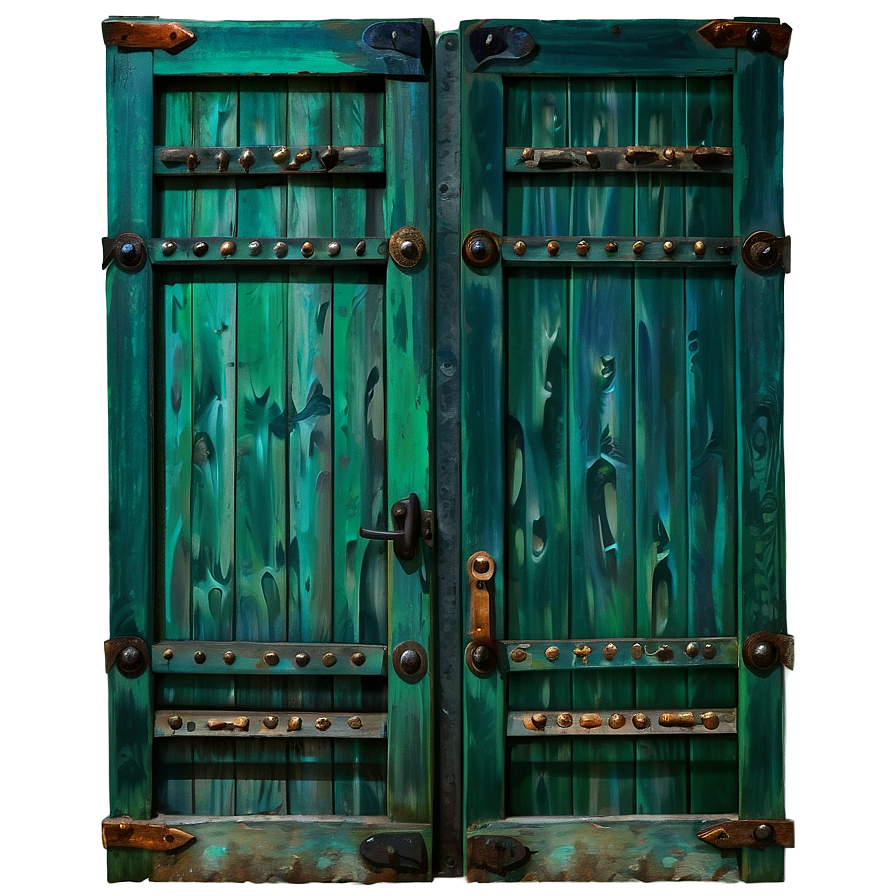 Rustic Green Wooden Door Png Uig