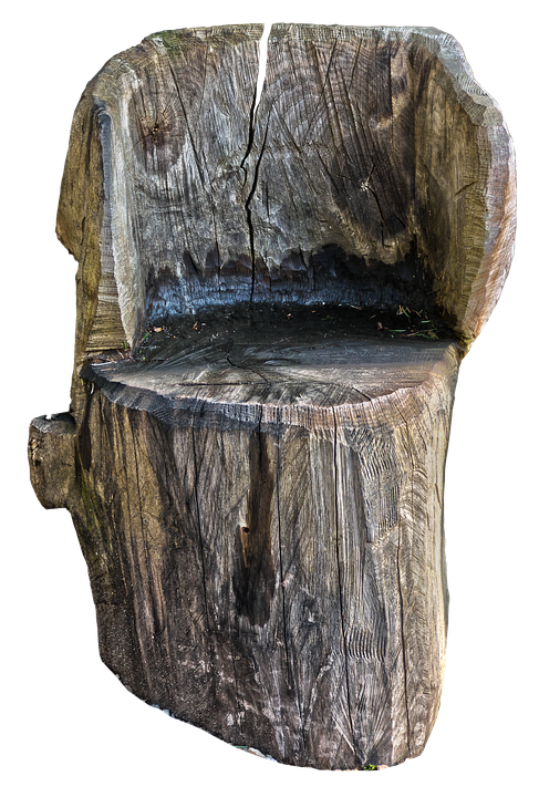 Rustic Log Chair Carving PNG with transparent background