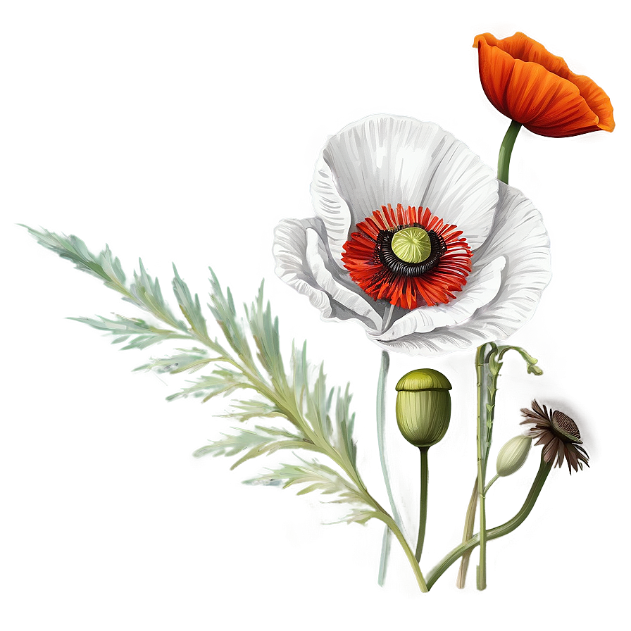 Rustic Poppy Composition Png 06112024