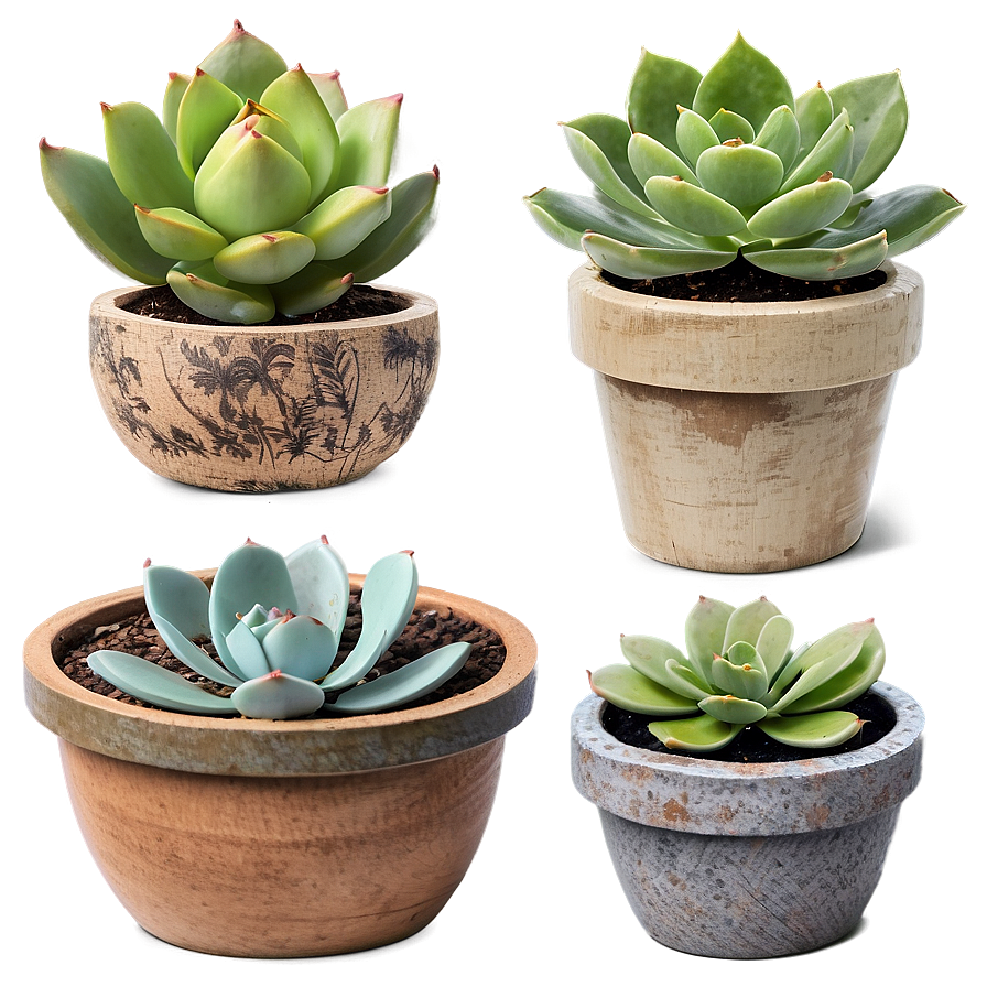 Rustic Succulent Pots Png Jvh77