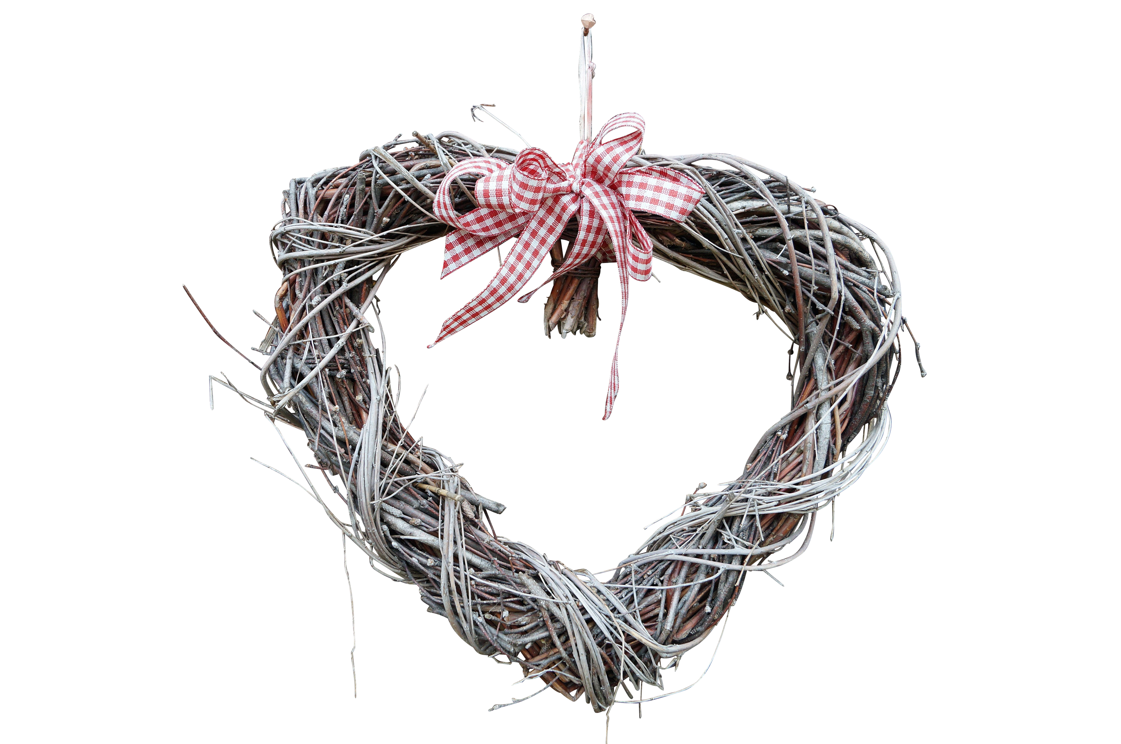 Rustic Twig Heartwith Bow PNG with transparent background