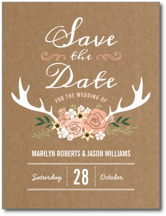 Rustic Wedding Savethe Date Card PNG with transparent background