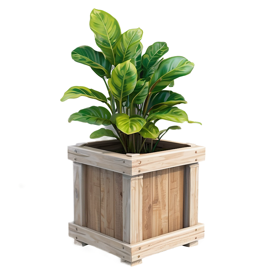 Rustic Wood Planter Box Png 27