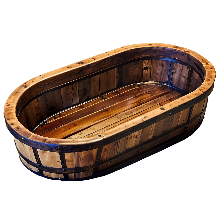 Rustic Wooden Bath Tub Png 06282024