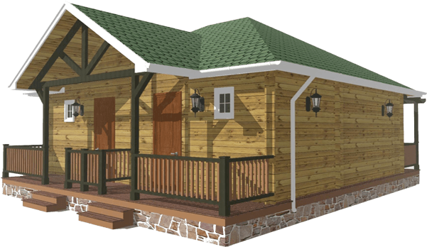Rustic Wooden Cabin Exterior PNG with transparent background