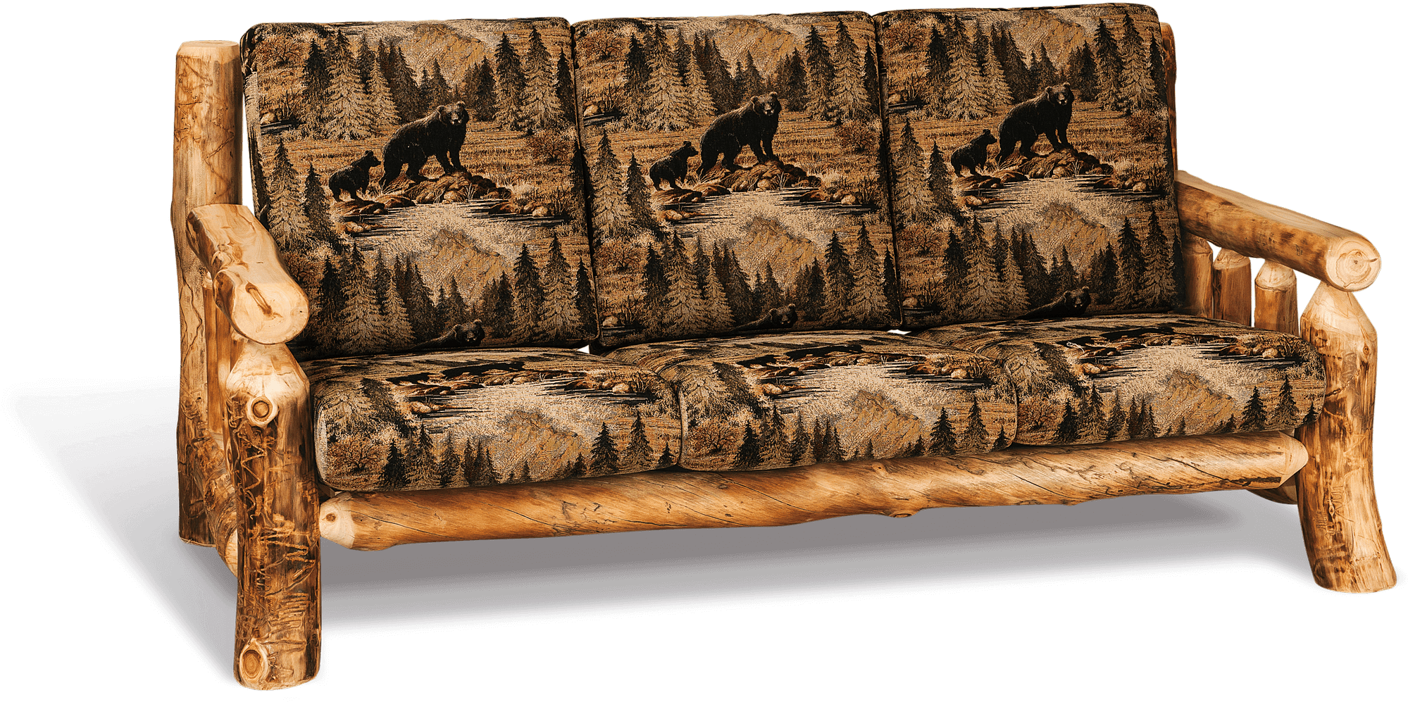Sofa Living Room Log Furniture In - Rustic Pine Log Sofa Chair, HD Png Download PNG with transparent background
