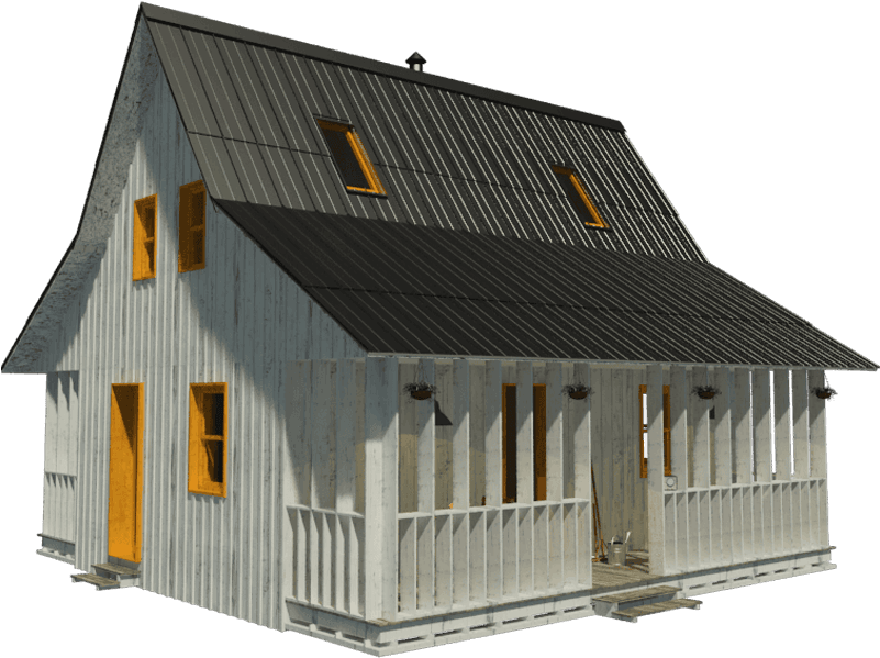 Rustic Wooden Country House PNG with transparent background