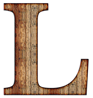 Rustic Wooden Letter L PNG with transparent background