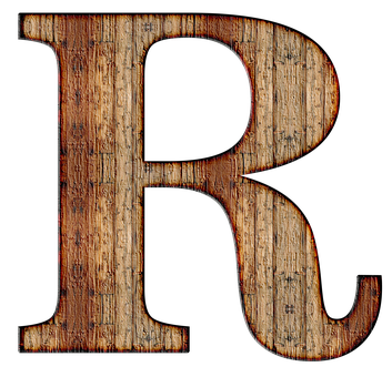 Rustic Wooden Letter R PNG with transparent background
