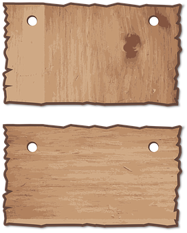 Rustic Wooden Signboards Vector PNG with transparent background