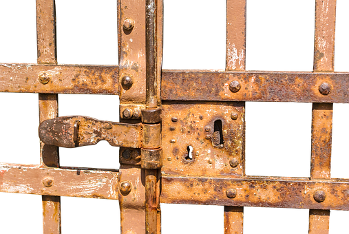 Rusty Medieval Castle Gate Lock PNG with transparent background