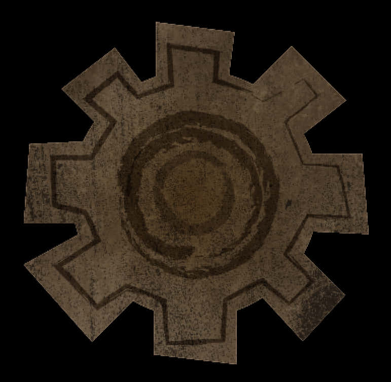 Rusty Metal Gear Graphic PNG with transparent background