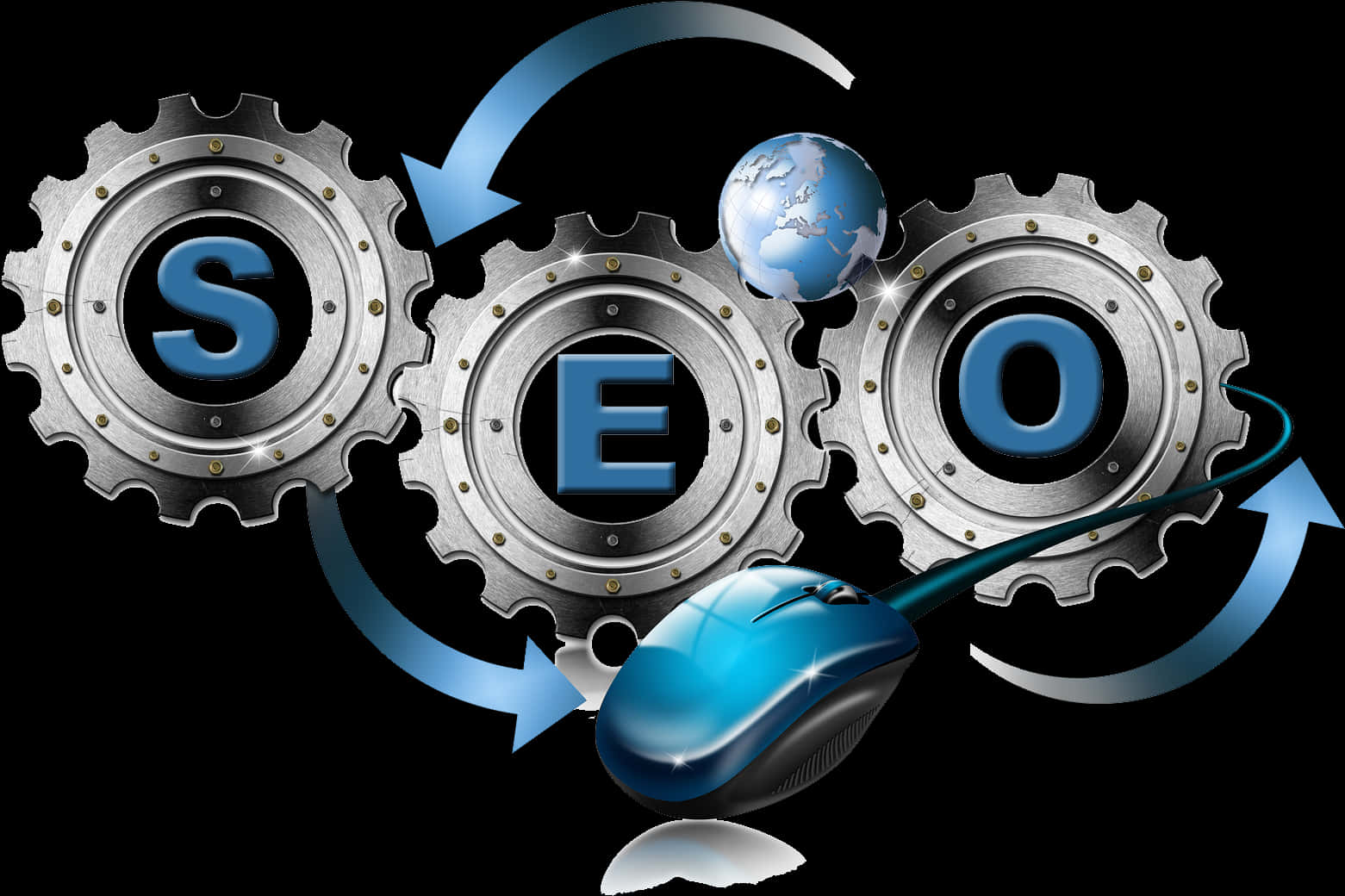 S E O Gears Global Connectivity Concept PNG image with a transparent background, free high-resolution download
