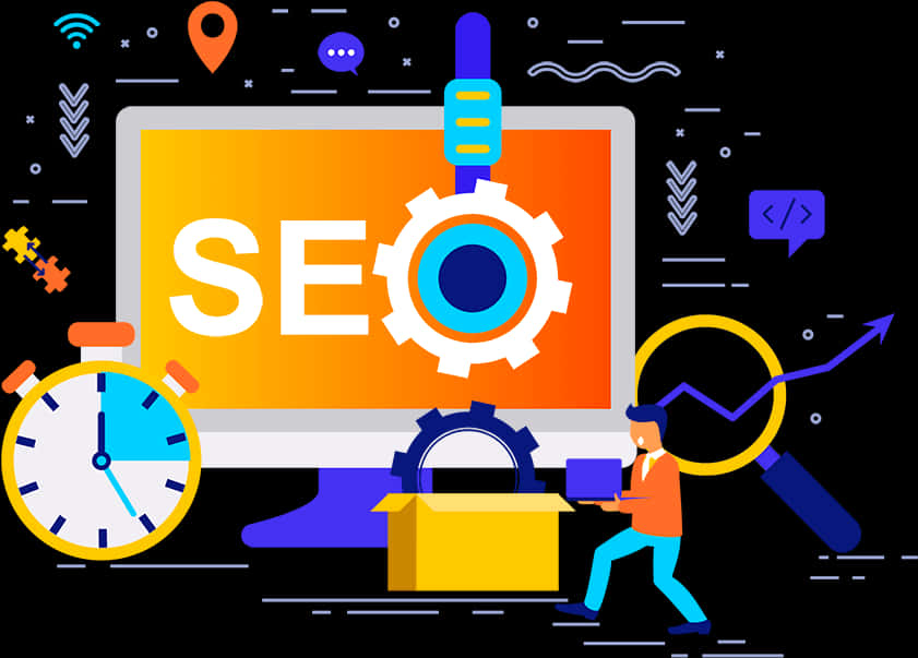 S E O Optimization Concept Illustration PNG image with a transparent background, free high-resolution download