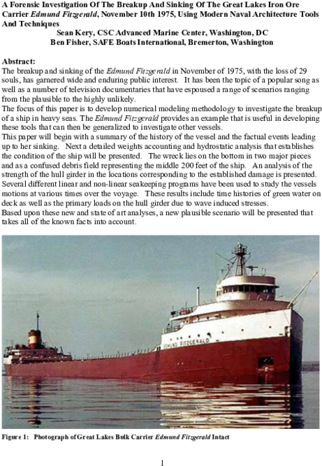 S S Edmund Fitzgerald Research Document