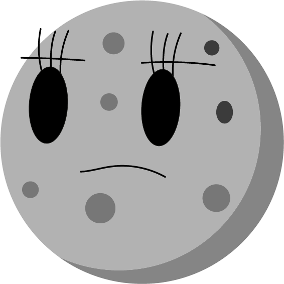 Sad Cartoon Moon PNG with transparent background