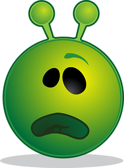 Sad Green Alien Cartoon