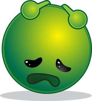 Sad Green Alien Emoji PNG with transparent background