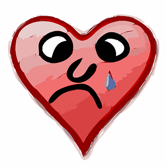 Sad Heart Cartoon Illustration PNG with transparent background