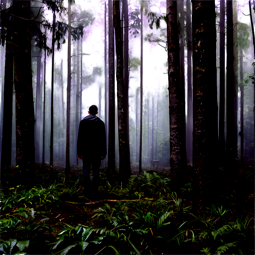 Sad Person In Misty Forest Png 90