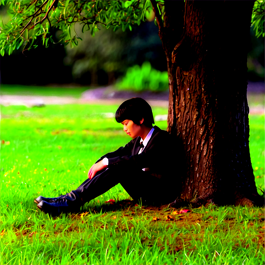 Sad Person Under Tree Png Dmq