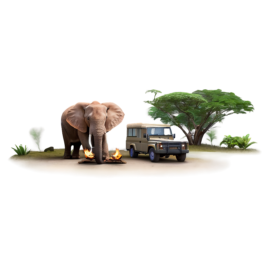 Safari Campsite Setting PNG 06122024 PNG with transparent background