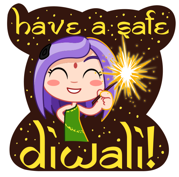 Safe Diwali Celebration Cartoon PNG with transparent background