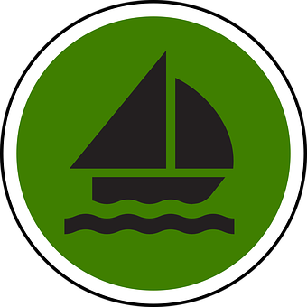 Sailboat Icon Green Circle PNG with transparent background