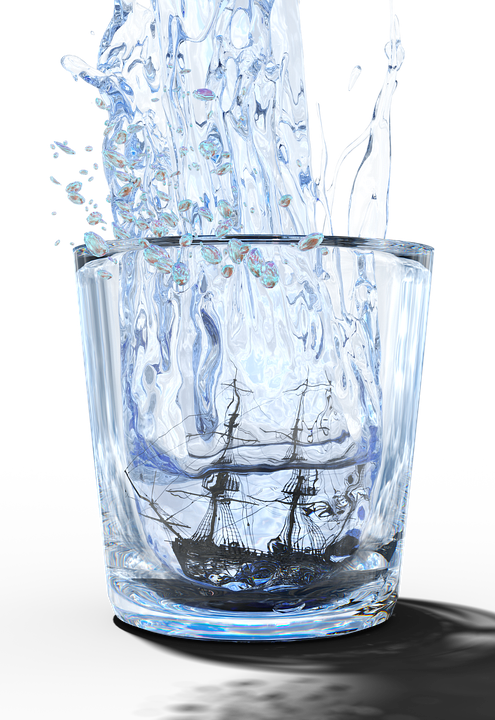 Sailing Ship In Stormy Glass Water Pour