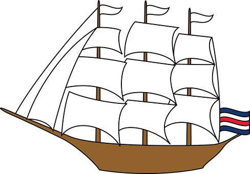 Sailing Ship Vector Art PNG with transparent background