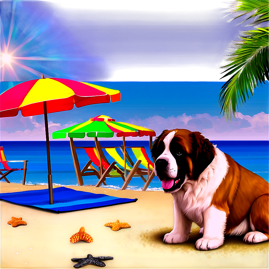 Saint Bernard At The Beach Png 06252024