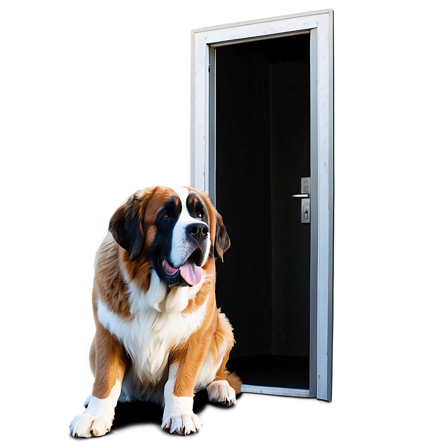 Saint Bernard Waiting At Door Png Itn