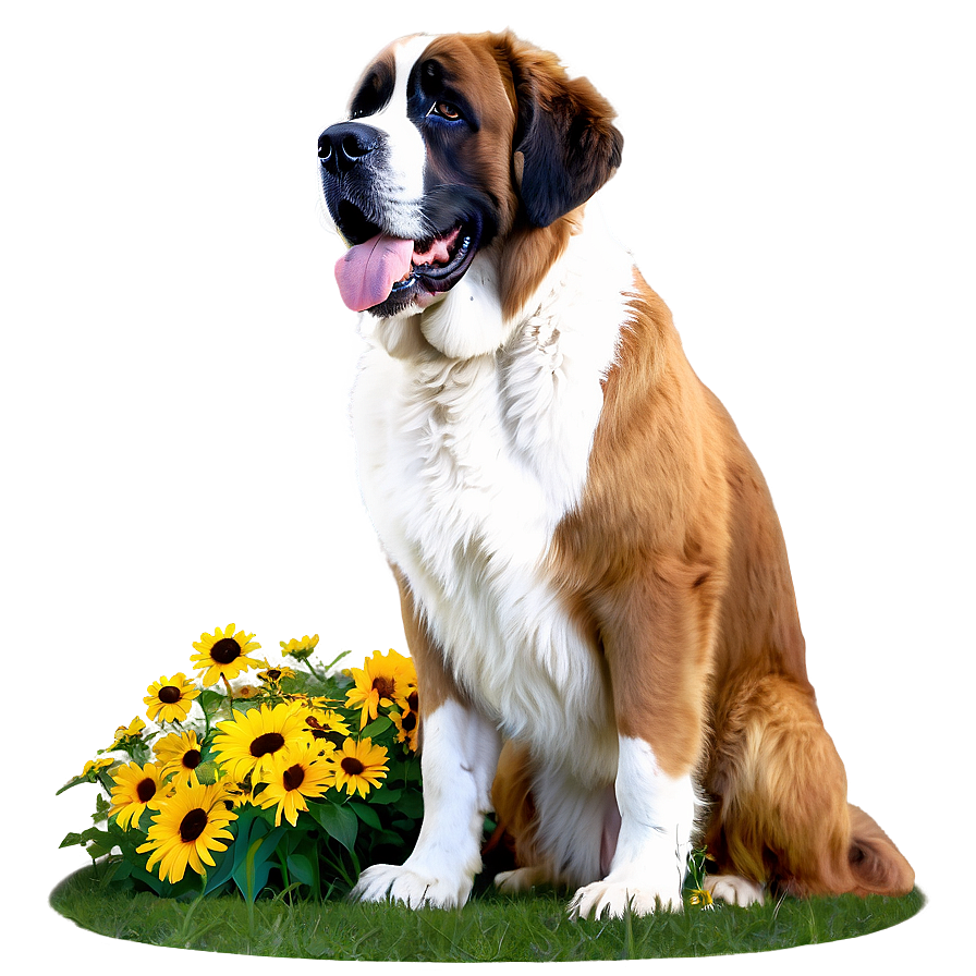 Saint Bernard With Flowers Png Rld71