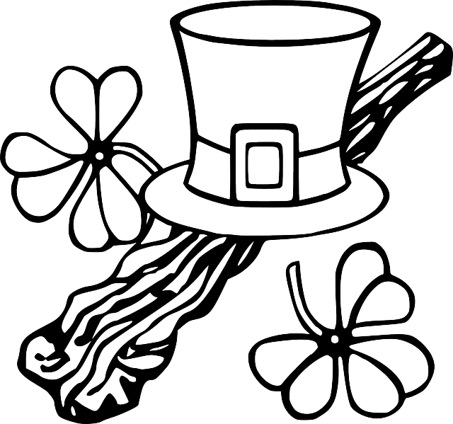 Hat Black, Outline, Tree, White, Branch, Clothing, - Saint Patrick Day Worksheet, HD Png Download PNG with transparent background