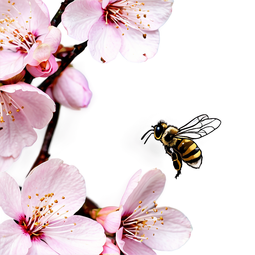 Sakura Blossom With Bee Png 69