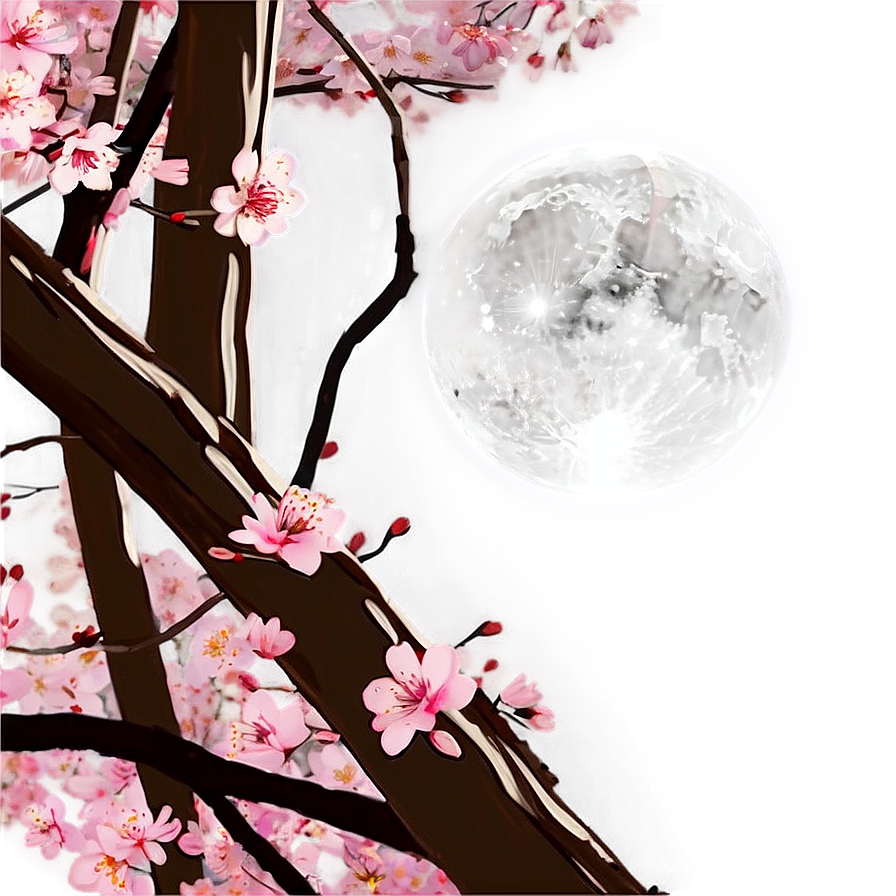 Sakura Flower Under Moonlight Png Sbp50