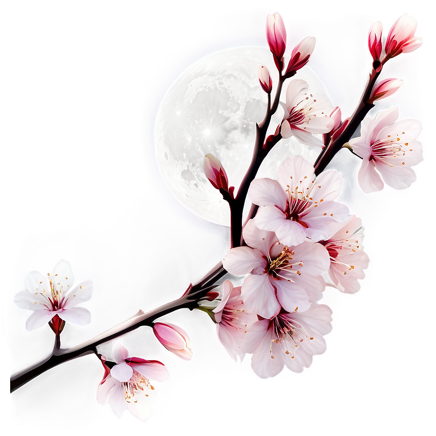 Sakura Flower Under Moonlight Png Ubv