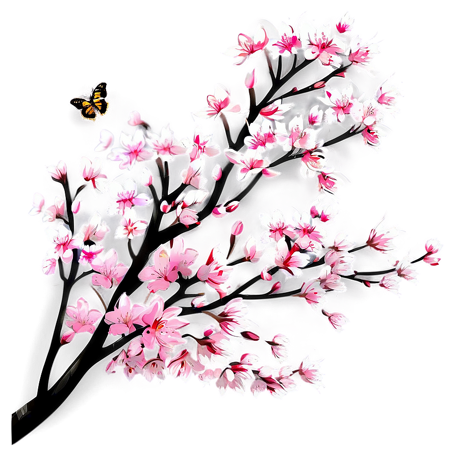 Sakura Tree With Butterfly Png 06122024