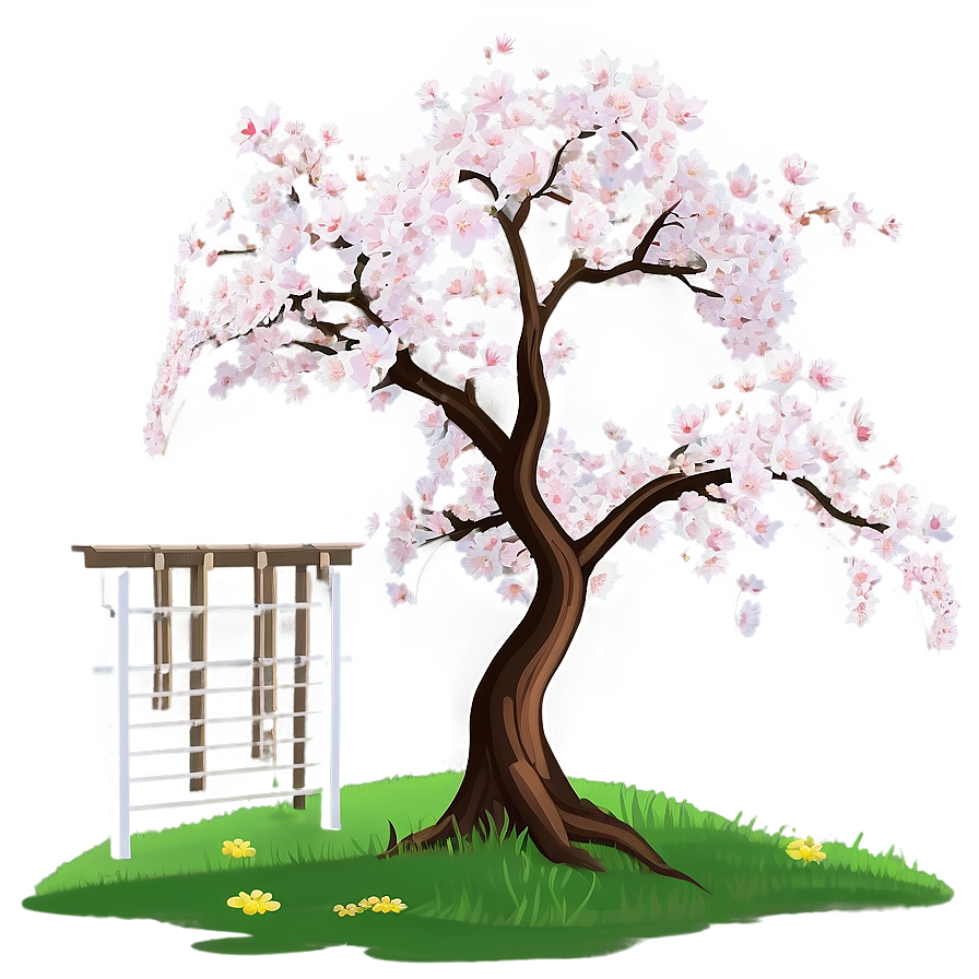 Sakura Tree With Farmhouse Scenery Png 23