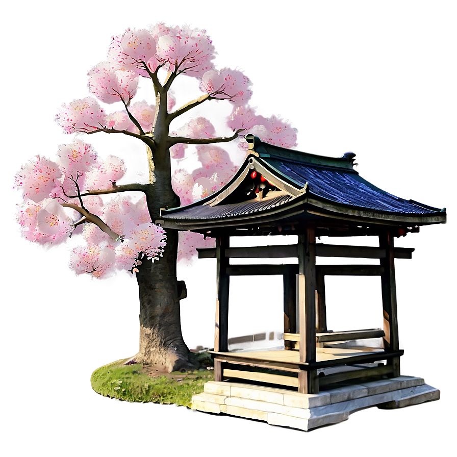 Sakura Tree With Temple Shrine Png 75