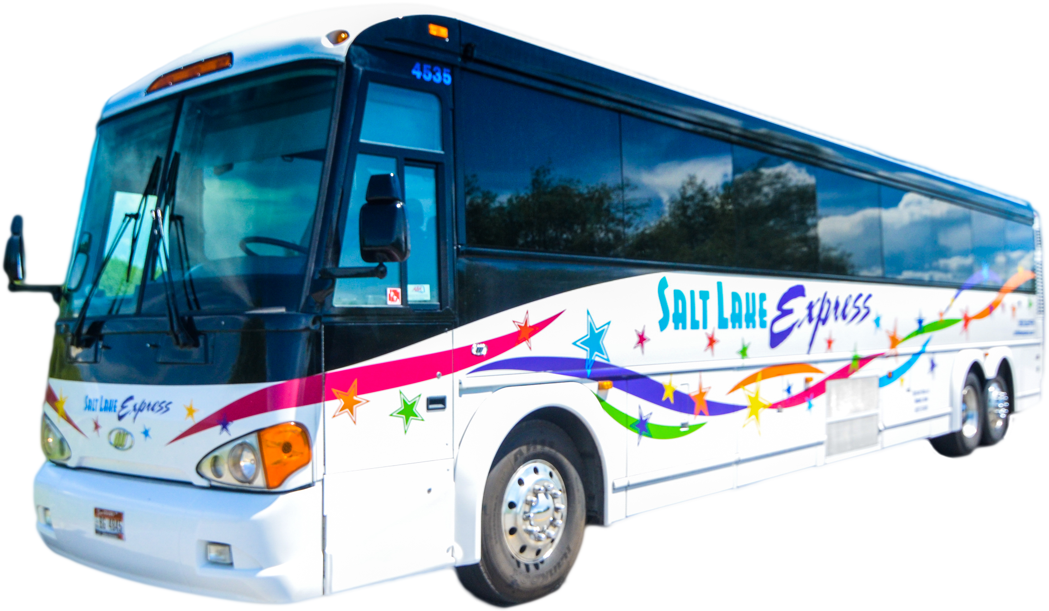 Salt Lake Express Tour Bus PNG with transparent background