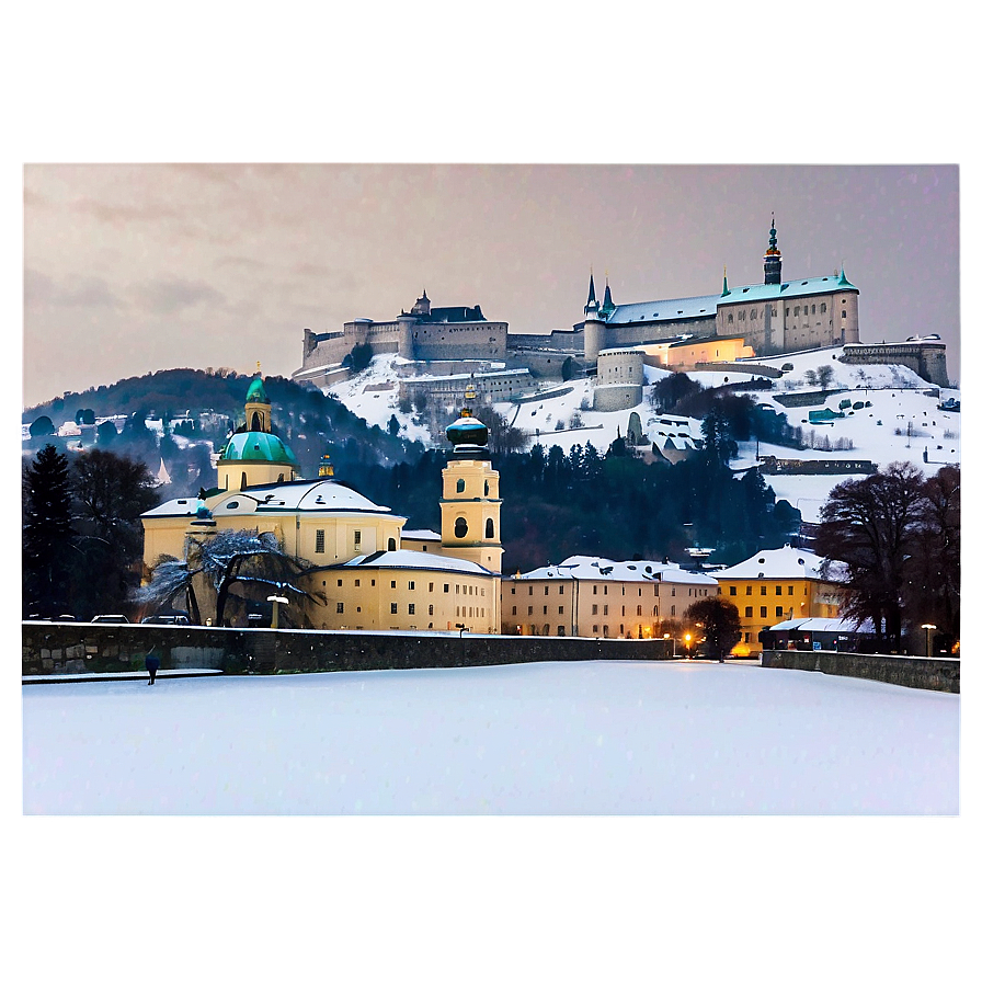 Salzburg Austria Winter Scene PNG kmp PNG with transparent background