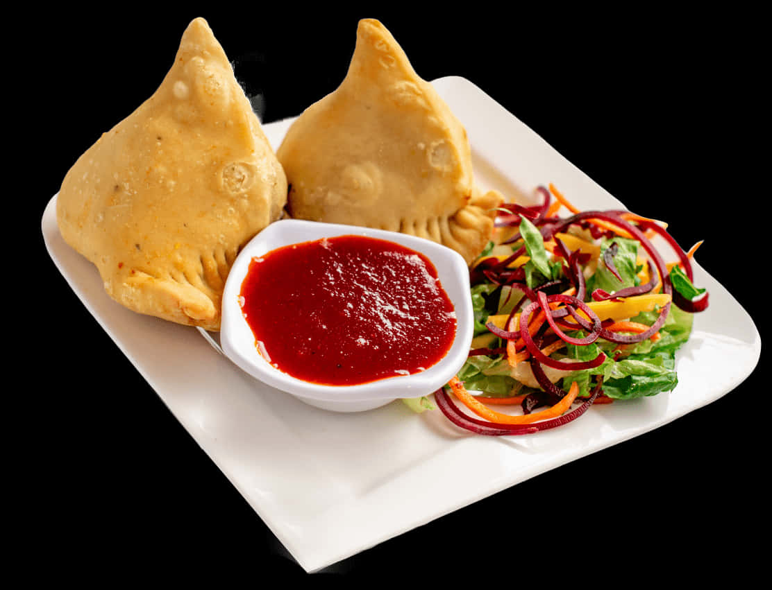 Samosaswith Chutneyand Salad