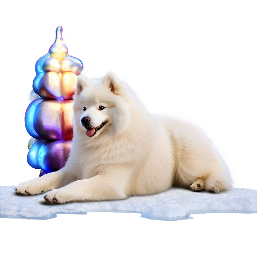 Samoyed Dog In Snow Png Qpg