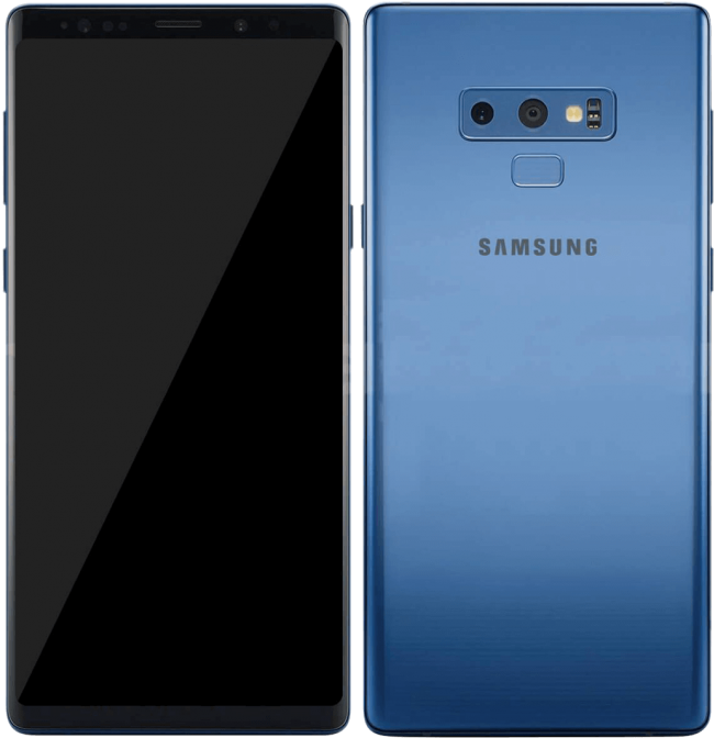 Samsung Blue Smartphone Front Back View