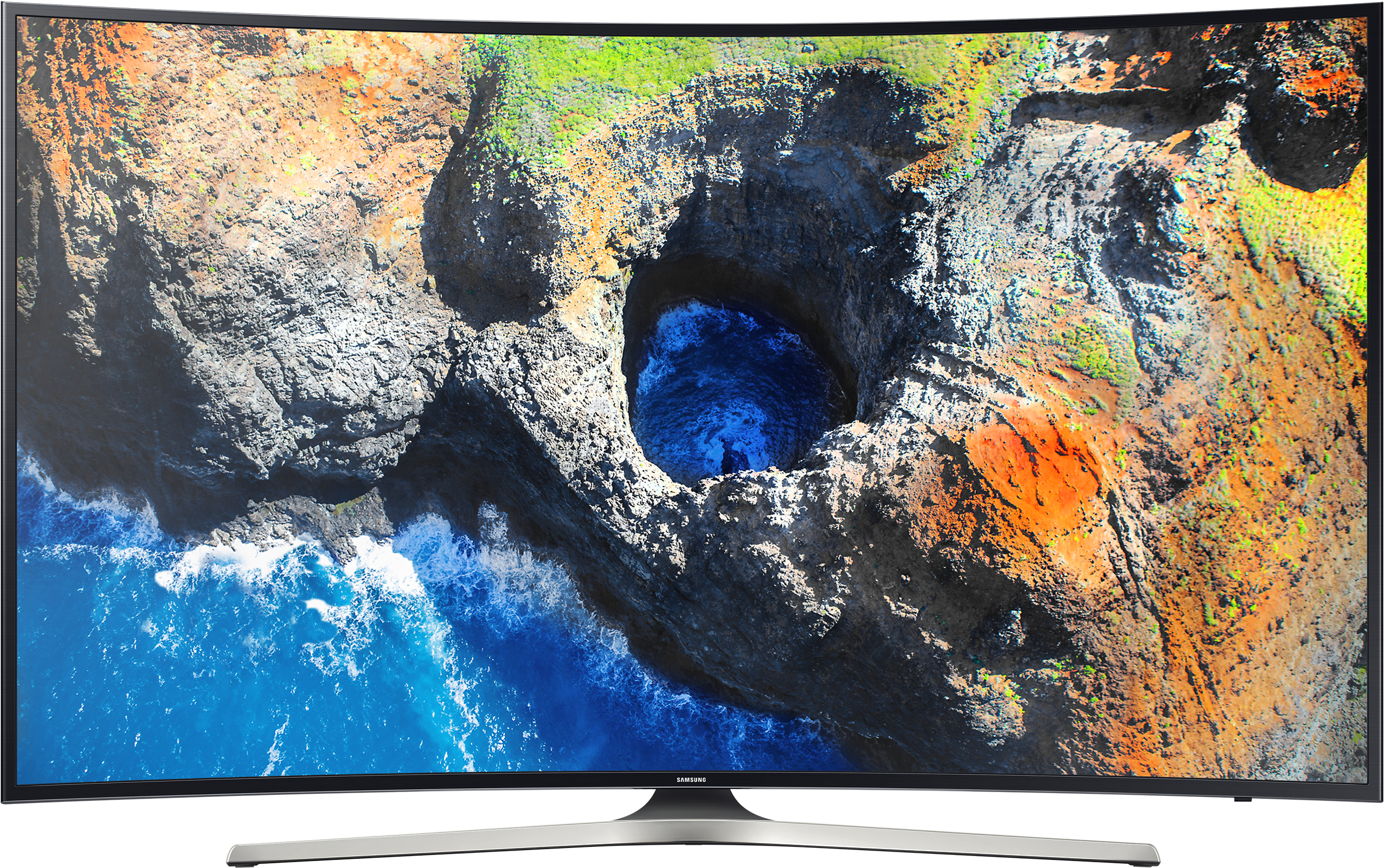 Samsung Curved Monitor Aerial Coastline View