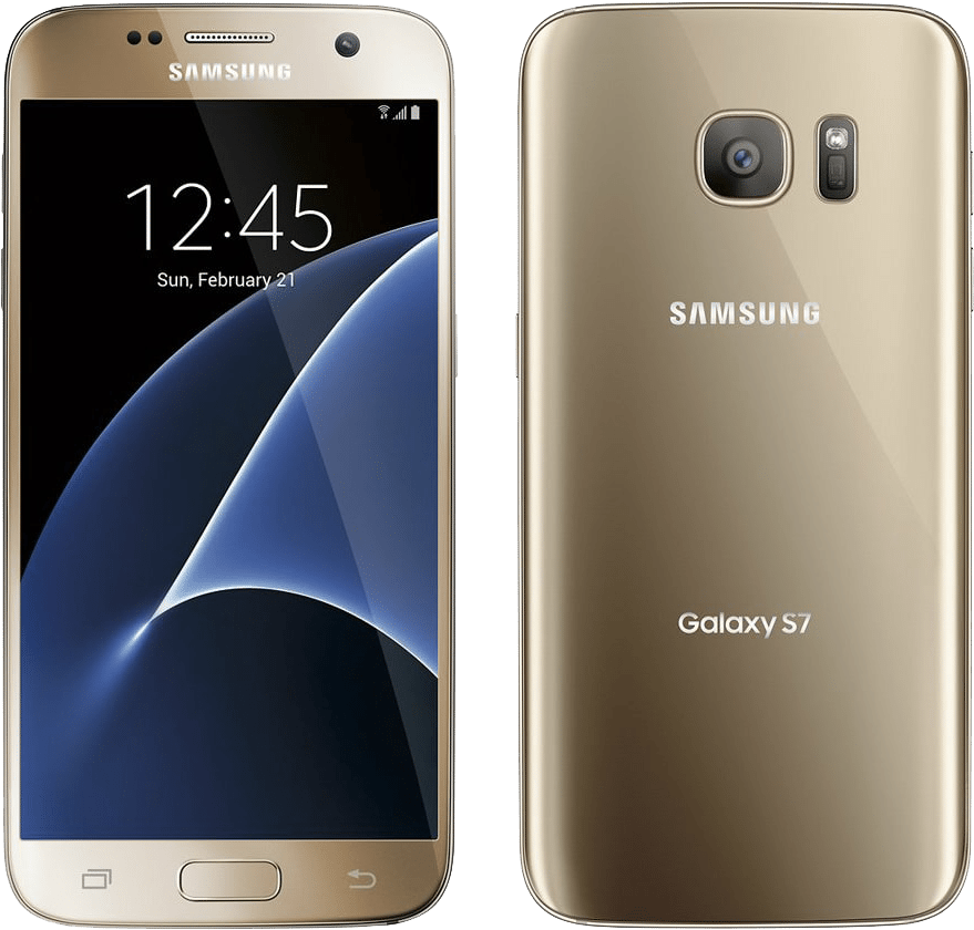 Samsung Galaxy S7 Gold Front Back View